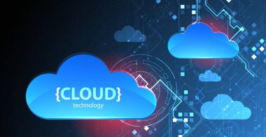 Bulut depolama teknolojisi. Bütünleşik dijital web kavramı arka planı. Vektör