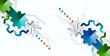 Mikro devrelerle entegre edilmiş vites görüşü. Mekanik ve elektroniği birleştirme kavramı.
