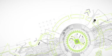 Bir kablo küresinin ortasındaki bilgisayar çipinin soyut görüntüsü. Vektör