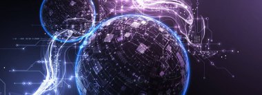 Soyut veri teknolojisi kavramı. Küre temalı vektör illüstrasyonu.