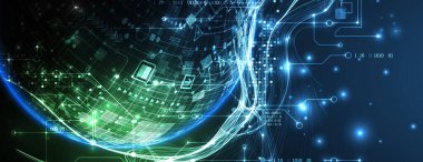 Soyut veri teknolojisi kavramı. Küre temalı vektör illüstrasyonu.