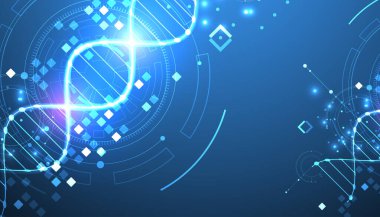 Bilimsel ve teknolojik geçmiş. Teknolojik elementlere sahip DNA molekülü.