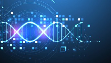 Bilimsel ve teknolojik geçmiş. Teknolojik elementlere sahip DNA molekülü.