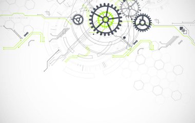 Soyut teknoloji geçmişi. Cogwheels Sanat teması. Vektör illüstrasyonu
