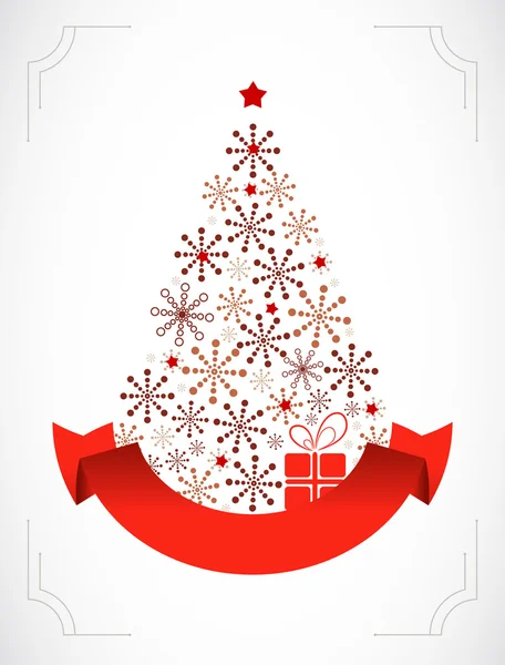 Tarjeta de felicitación con árbol de Navidad — Vector de stock