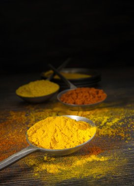 Kaşık üzerinde karışık kuru baharat