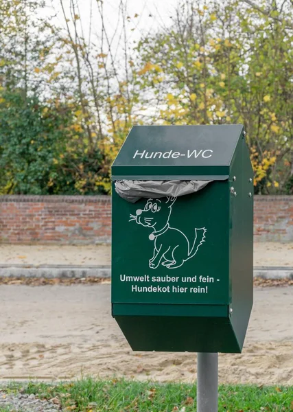 Niedersachsen Germany November 2020 Green Metal Bin Dog Waste Germany — Stock Photo, Image