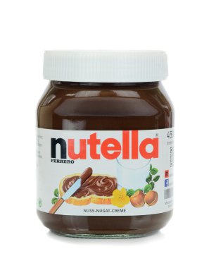 nutella çikolata yayılmış bir kavanoz