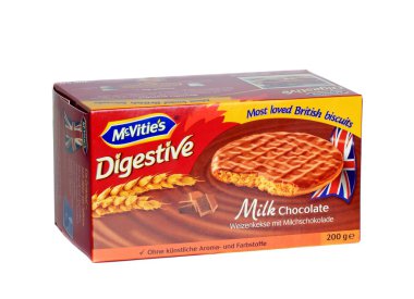 Bir kutu Mcvities sütlü çikolata sindirim bisküvi