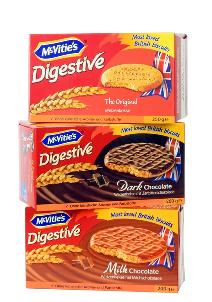 McVities chocolate and plain digestive biscuits — Stock Photo, Image