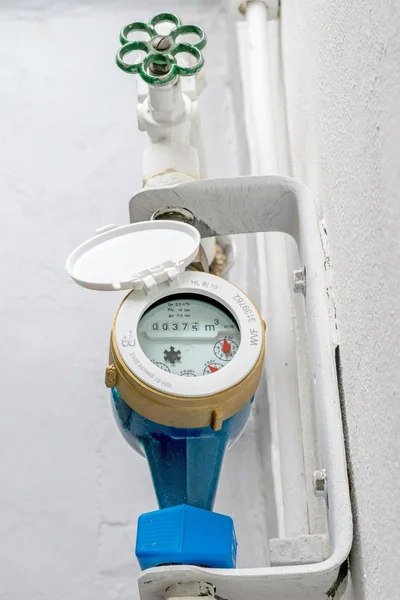 Household Water Meter and Stopcock — Stock Photo, Image