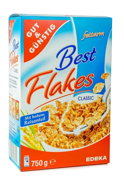 En låda med Edeka Bran Flakes — Stockfoto