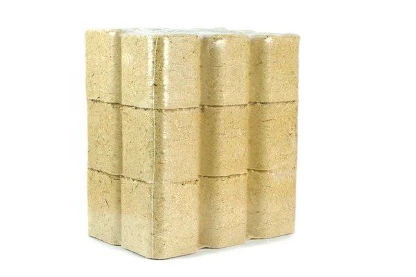 Um pacote de briquetes de madeira — Fotografia de Stock