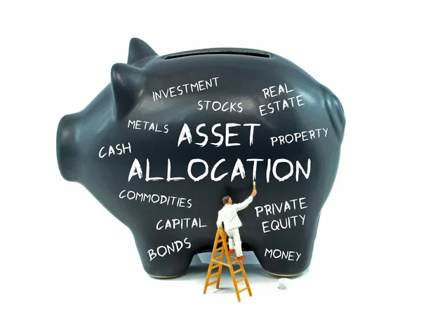 Asset Allocation on Piggy Bank — Stock Photo, Image