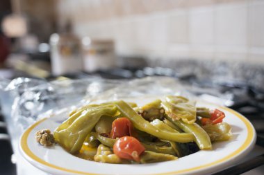 peperonata veya biber tavada kızarmış