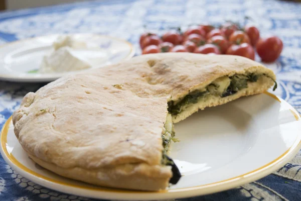 Sicilian focaccia bread filled with vegetable — Stock Photo, Image