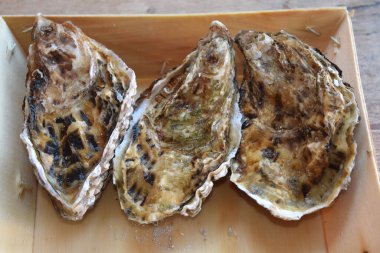 Fransız canlı istiridyeleri hala ahşap bir kutuda kapalı.