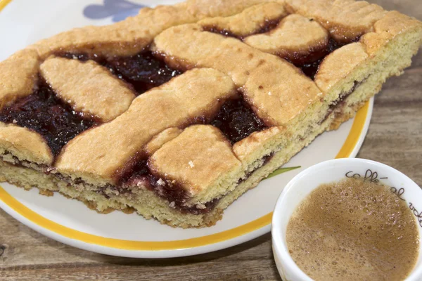 Mermelada tarta y café — Foto de Stock