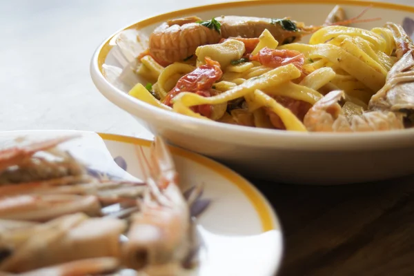 Fettuccine v krevetami — Stock fotografie