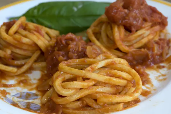 Pasta met tomatenpuree — Stockfoto