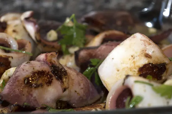 Calamares met olie en citroen — Stockfoto