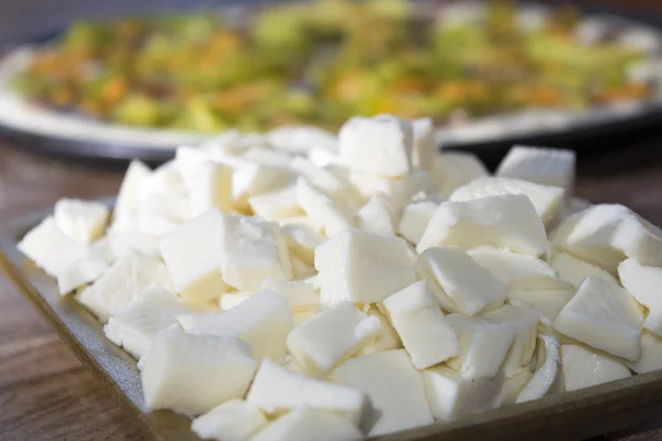 Cubo de mozzarella para pizza — Foto de Stock