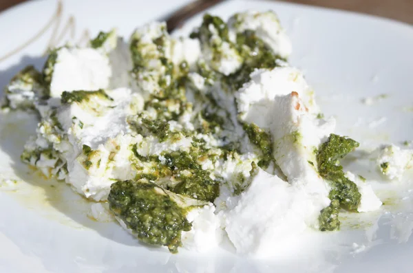 Pesto en ricotta kaas — Stockfoto