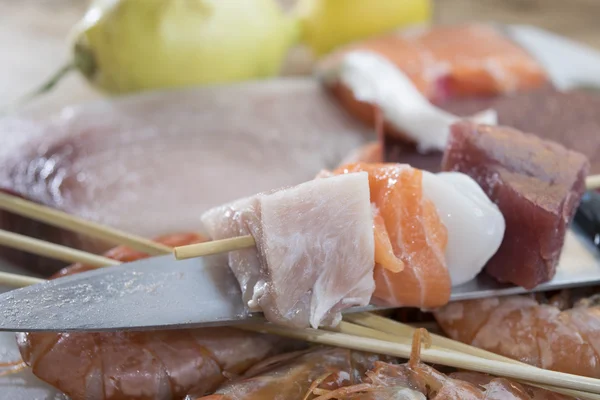 Ingrediënten voor vis spiesjes — Stockfoto