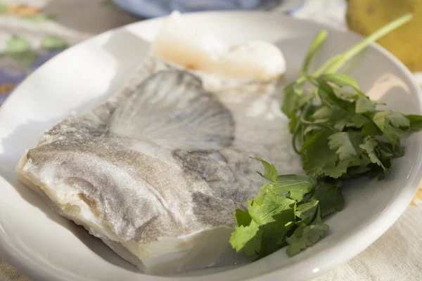 Salted codfish with potatoes — Stock Photo, Image
