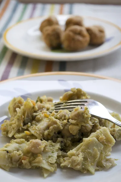 Pasta med kikärtor — Stockfoto