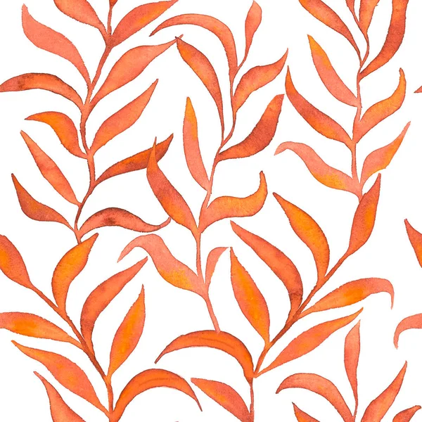 Beyaz arkaplanda kahverengi yapraklı sulu boya deseni