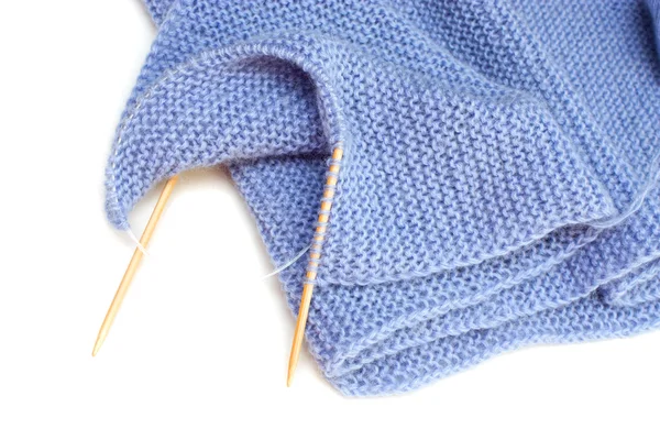 Knitting with bamboo needles — Stock Photo, Image