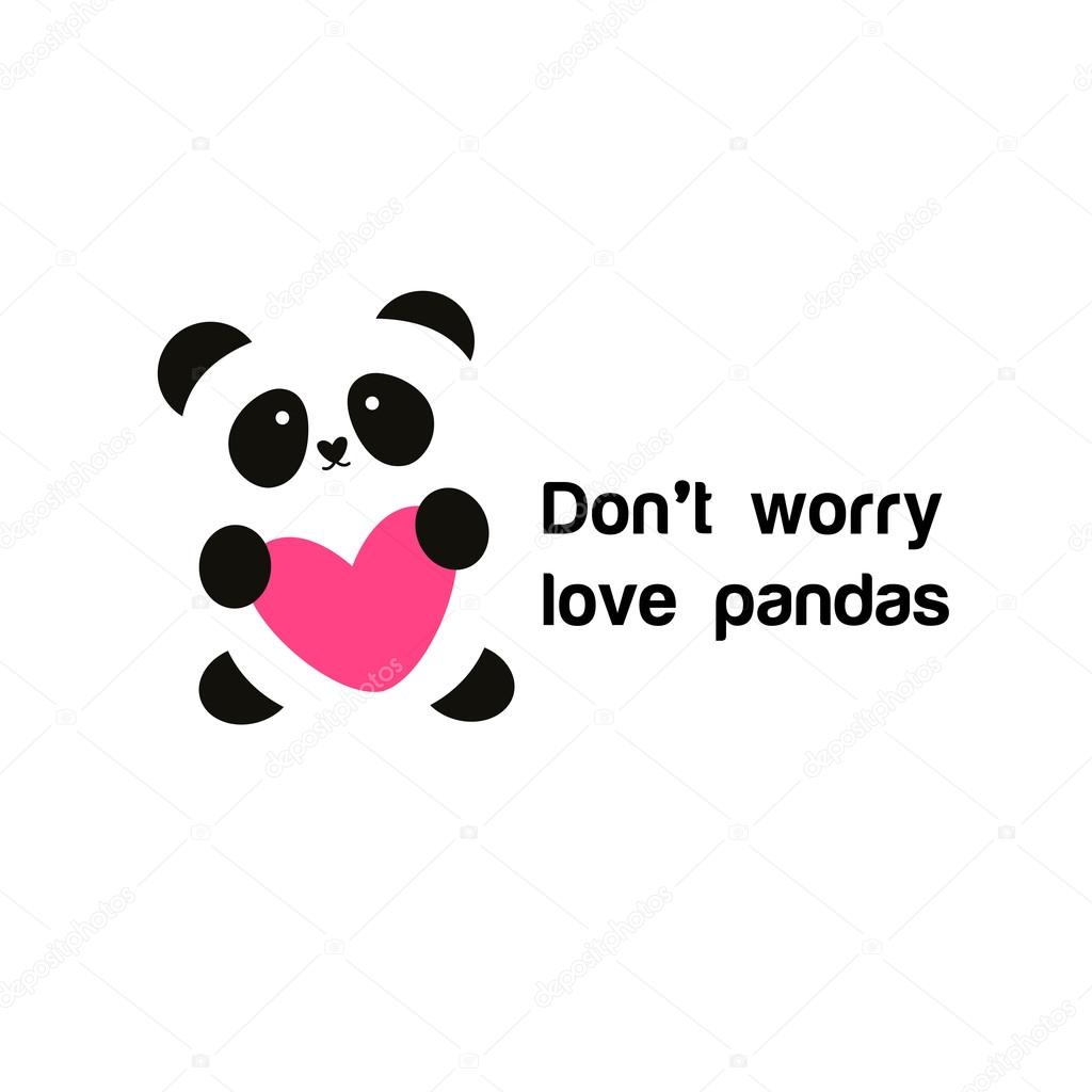 Sign of the panda with the heart - the idea for the poster for animal protection. Do not worry - love pandas.