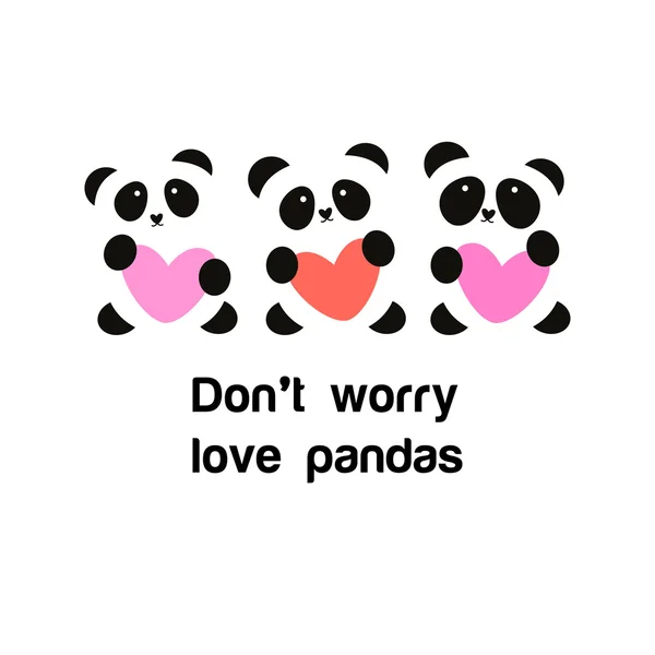 Padrão de amor panda —  Vetores de Stock