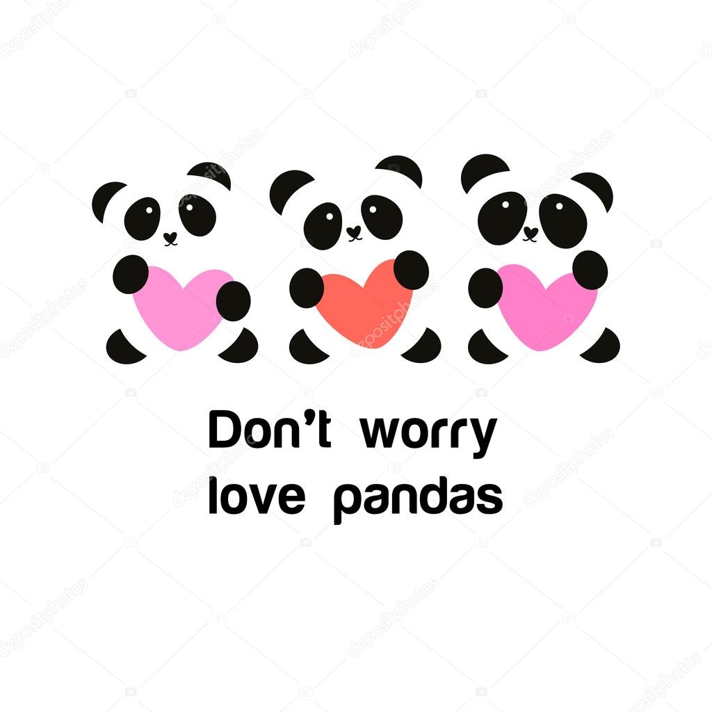 Pandas with heart - the idea for the poster for animal protection. Do not worry - love pandas.