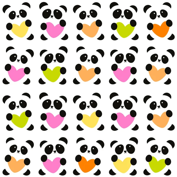 Padrão de amor panda —  Vetores de Stock