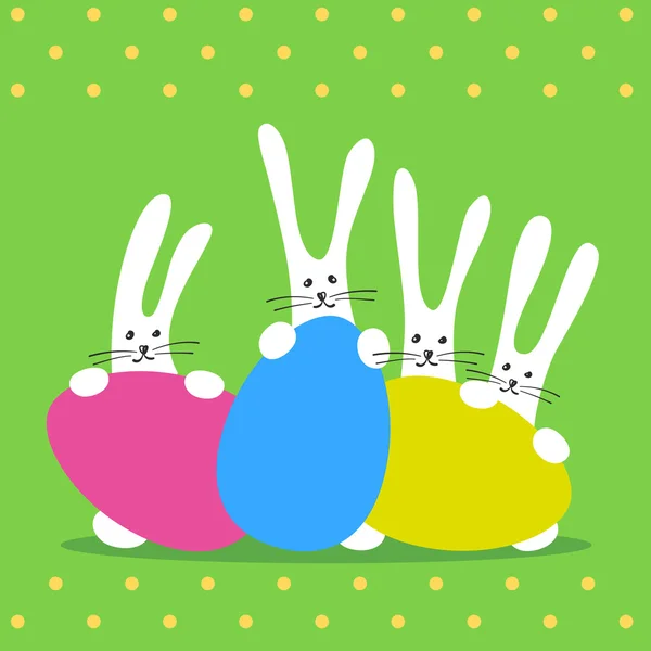 Drie bunny vrolijk Pasen — Stockvector