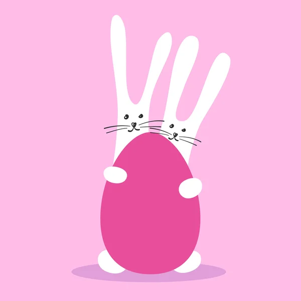 Twee bunny vrolijk Pasen — Stockvector