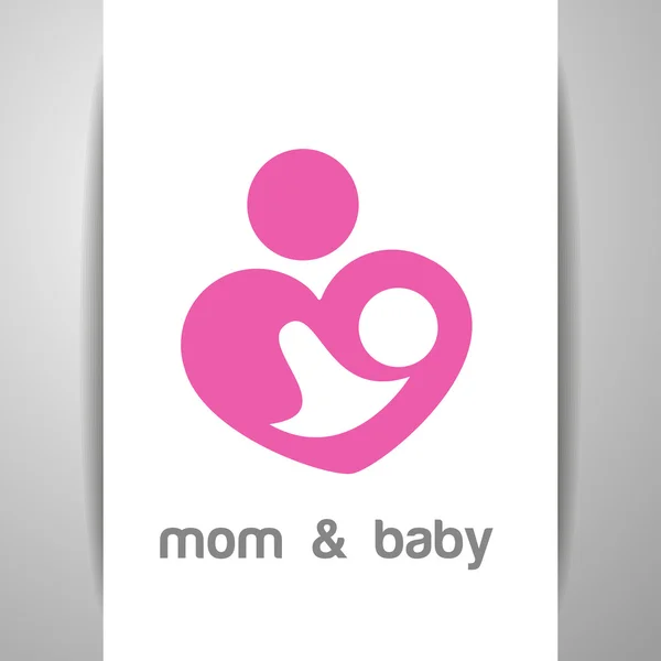 Mamá y bebé logotipo identidad — Vector de stock