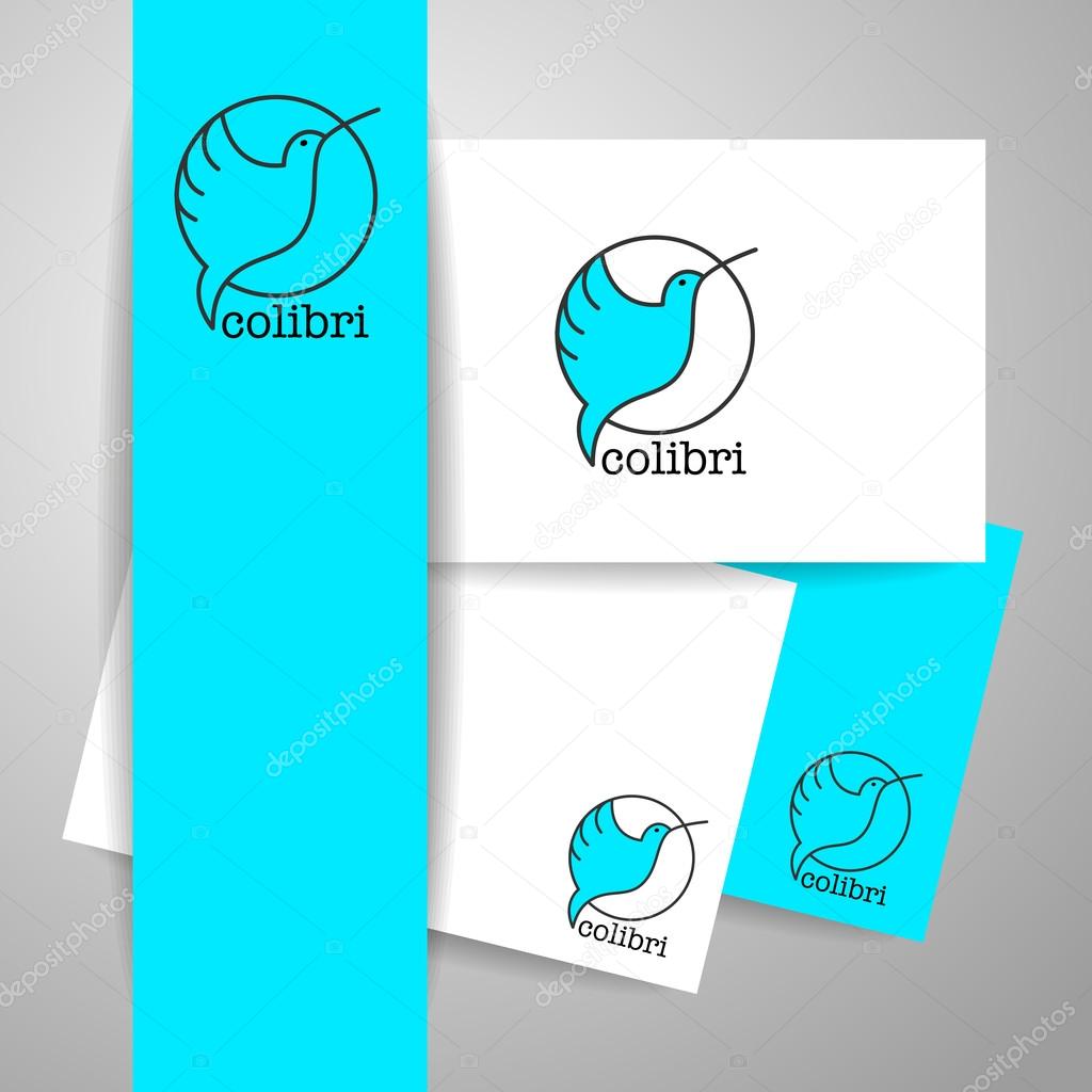 Colibri Logo. Identity design template. Hummingbird Logo.  Bird icon character. Idea for mascot symbol, icon, emblem. Vector illustration.