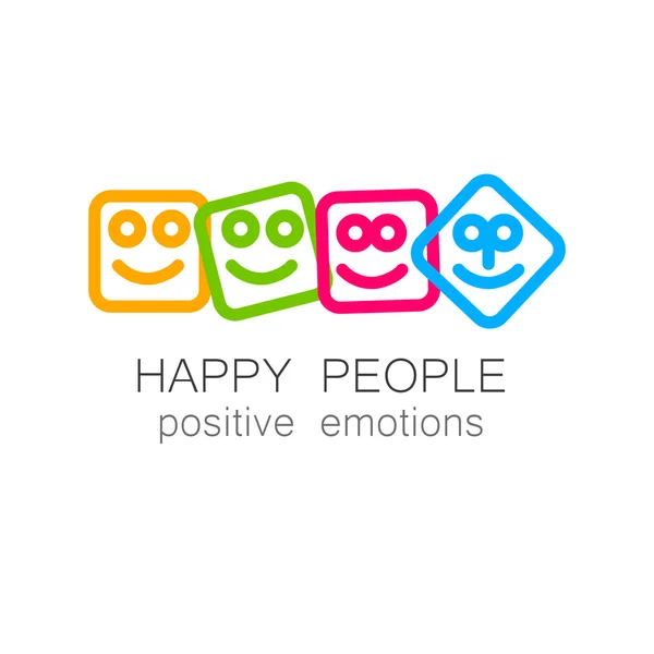 Personnes heureuses émotions positives — Image vectorielle