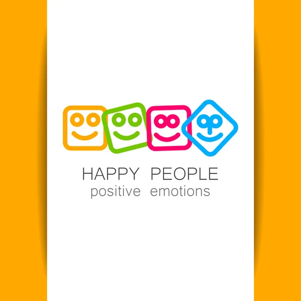 Persone felici emozioni positive — Vettoriale Stock