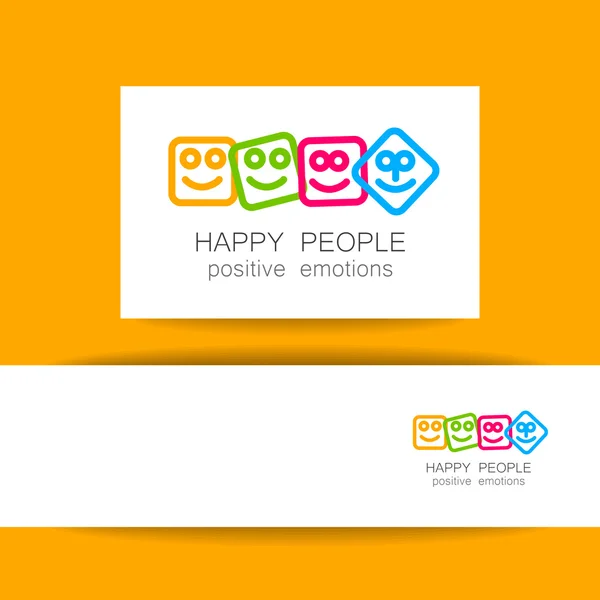 Счастливые люди положительные эмоции — стоковый вектор