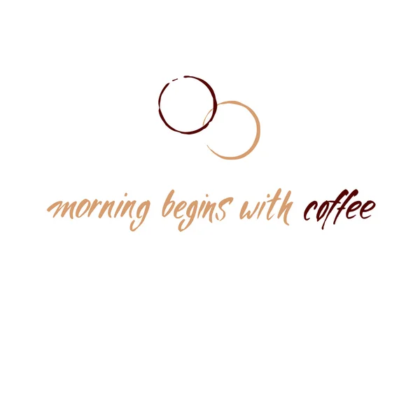 Morgon börjar med Coffee bokstäver Print — Stock vektor