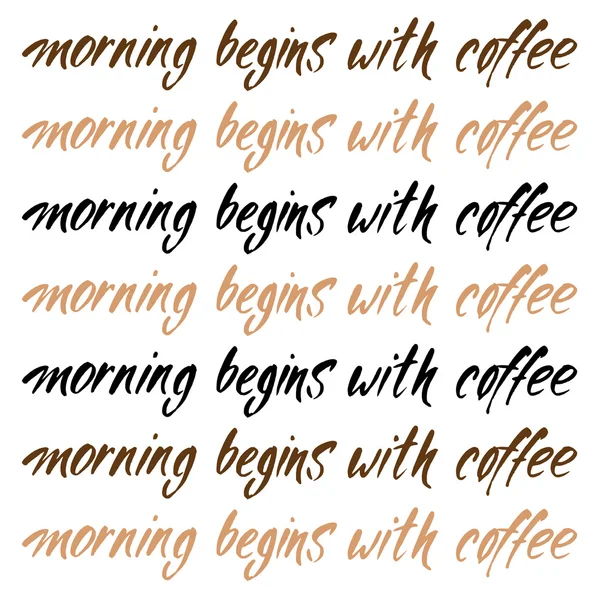 Rano zaczyna się od kawy napis Print — Wektor stockowy