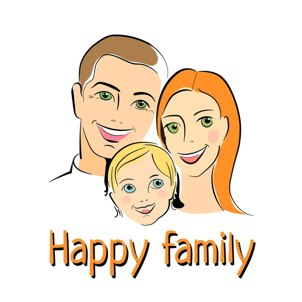 Happy Family Portret — Stockvector