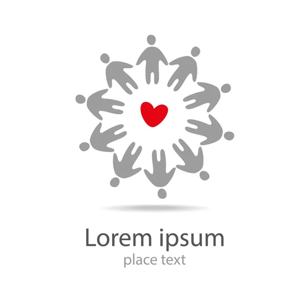 Λογότυπο ανθρώπους με καρδιά — Διανυσματικό Αρχείο