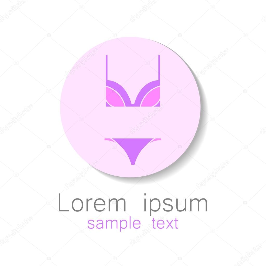 Template logo or sign for the mark of underwear: set bra and pants, swimsuit, lingerie. Vector.