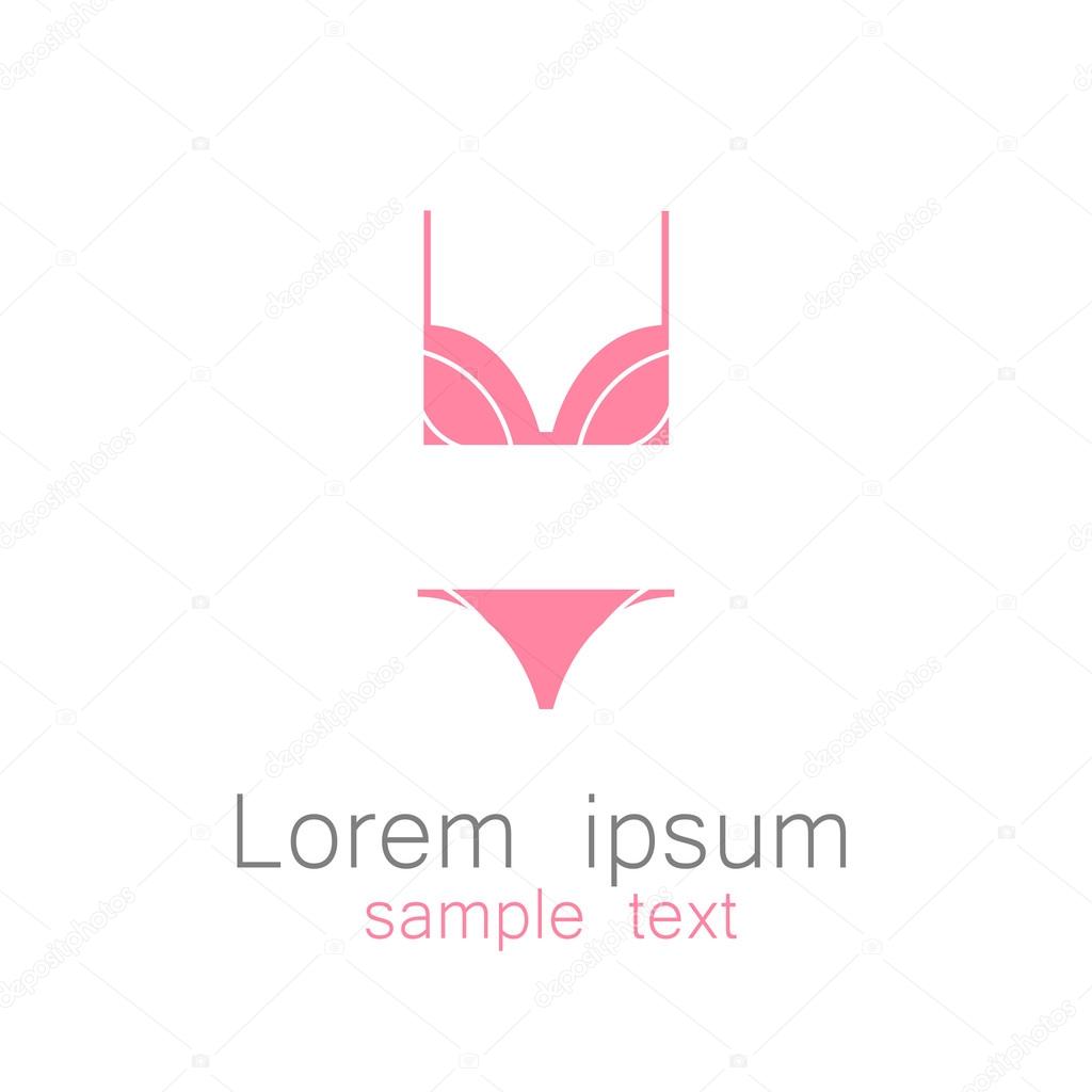 Template logo or sign for the mark of underwear: set bra and pants, swimsuit, lingerie. Vector.