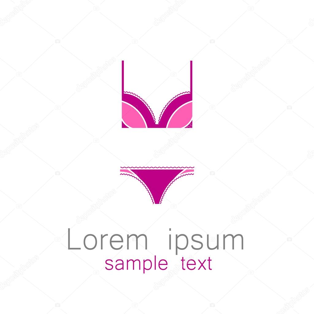 Template logo or sign for the mark of underwear: set bra and pants, swimsuit, lingerie. Vector.